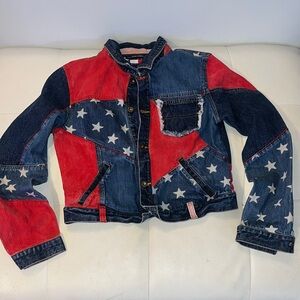 Tommy Hilfiger Kids Denim Jacket with Red and Blue Star Pattern